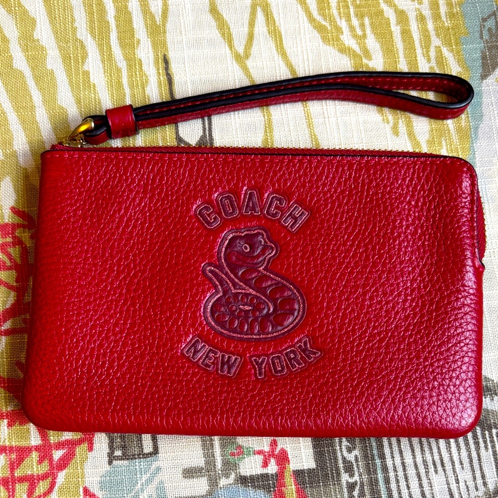 Coach New Year Red Leather Wristlet Year of the Snake